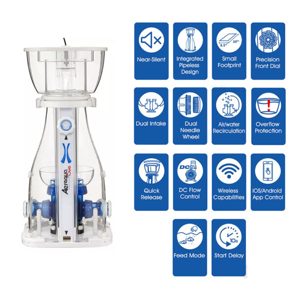 Aeraqua Duo AD600 40W DC Flow iOS/Android App Control Dual-Intake Dual-Needle Wheel Overflow Protection Protein Skimmer - Image 4