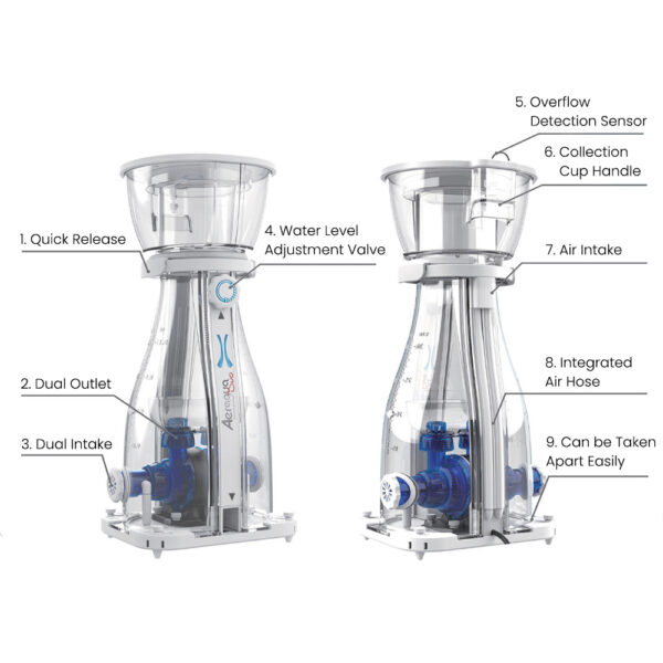 Aeraqua Duo AD600 40W DC Flow iOS/Android App Control Dual-Intake Dual-Needle Wheel Overflow Protection Protein Skimmer - Image 5