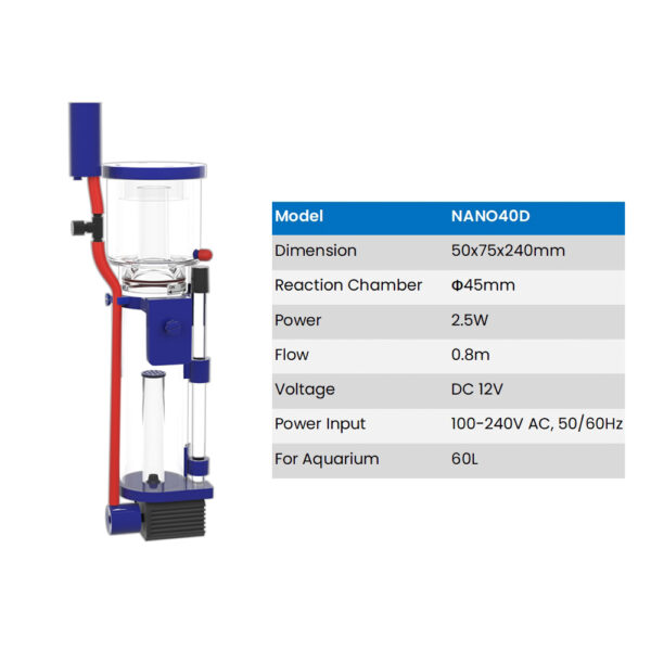 Aqua Excel AE-NANO40D/50D/70D DC 12V Mini Nano Coral Reef Saltwater Aquarium Fish Tank HOB Hang-On Back Filtration Protein Skimmer - Image 14