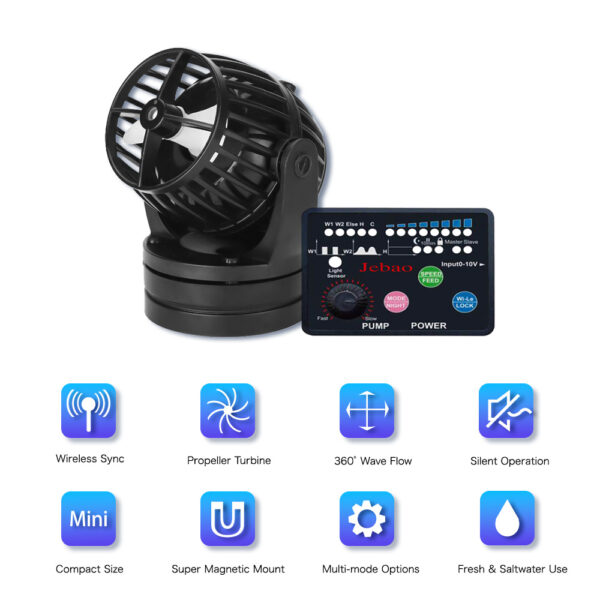 Jebao Jecod SW Series Wave Pump 2/4/8/15 Wireless Sync Super Magnetic 360° Flow for Coral Reef  Fish Tank Freshwater and Marine Aquariums - Image 5