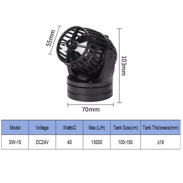 Jebao Jecod SW Series Wave Pump 2/4/8/15 Wireless Sync Super Magnetic 360° Flow for Coral Reef  Fish Tank Freshwater and Marine Aquariums - Image 15