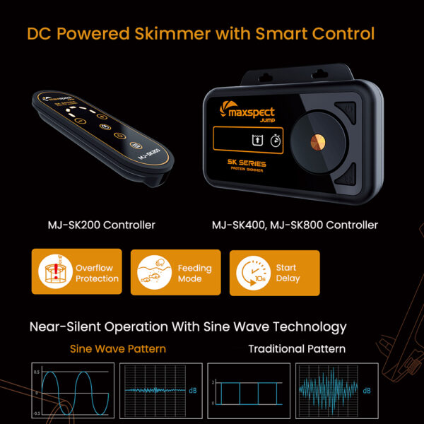 Maxspect Jump SK Series Dual Intake Needle DC Powered Feeding Mode Precision Near Silent Easy Maintenance Saltwater Aquarium Protein Skimmer for Marine Coral Reef Fish Tank - Image 4