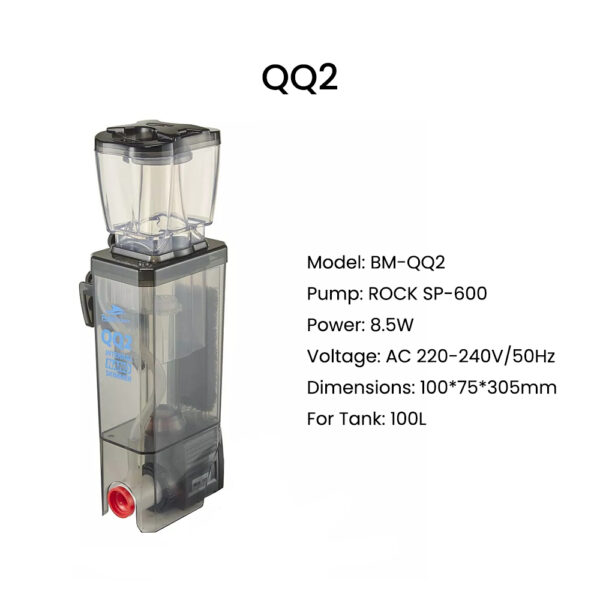 Bubble Magus QQ2 AC 220-240V Professional Low Energy Needle Wheel Impeller Aquarium Internal Protein Skimmer for Saltwater Small Fish Tank Up to 100L - Image 6
