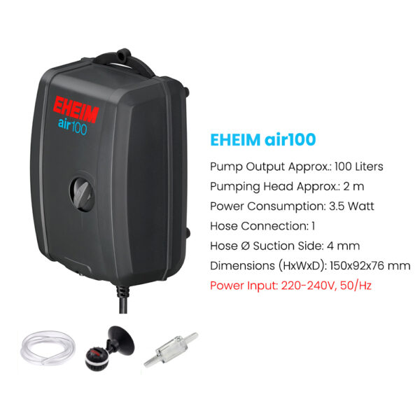 EHEIM Airflow Adjustable Saltwater Freshwater Aquarium Fish Tank Air Pump Air100/200/400 with Airline Airstone Diffuser - Image 9