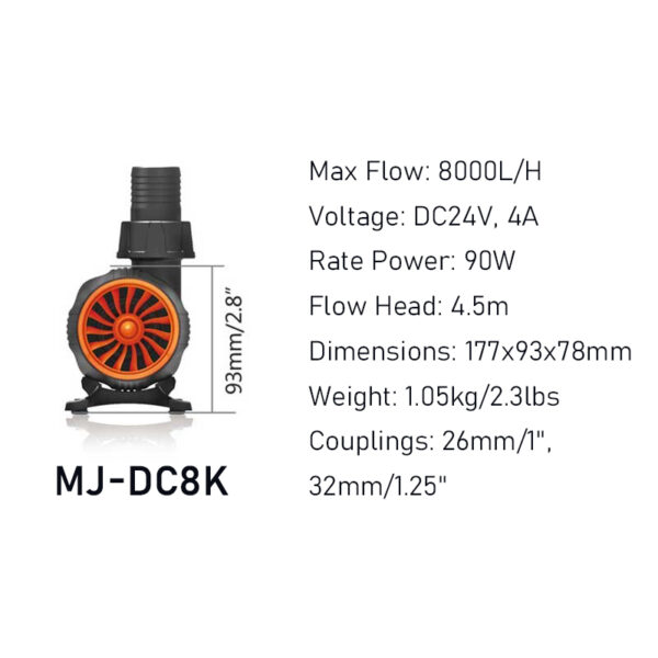 Maxspect Jump MJ-DC6K/8K/10K12K Centrifugal Sine Wave Controllable Aquarium Wavemaker Circulation Return Pump with Controller for Marine Coral Reef Fish Tank - Image 9