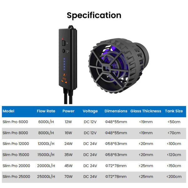 ZKSJ Slim Pro Innovative Stylish Bluetooth App Control Aquarium Wavemaker Pump for Freshwater Saltwater Coral Reef Fish Tank - Image 11
