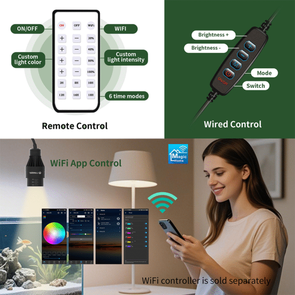 Lominie Asta 15F Full Spectrum Remote Control Dimmable Freshwater Marine LED Aquarium Light for Nano Coral Reef Fish Tank - Image 5