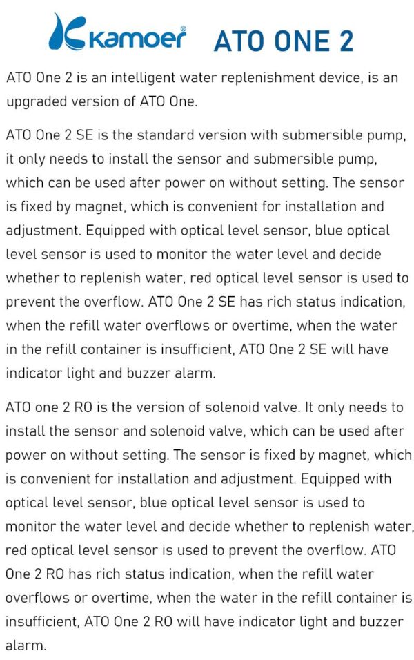Kamoer ATO ONE 2 Smart Aquarium Automatic Water Replenisher with Newly Upgraded Optical Liquid Level Sensor for Fish Tank - Image 3
