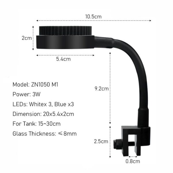 ZETLIGHT ZN1050 M1 Adjustable 3W Mini LED Light for Mini Saltwater and Fresh Aquarium Fish Tanks - Image 7