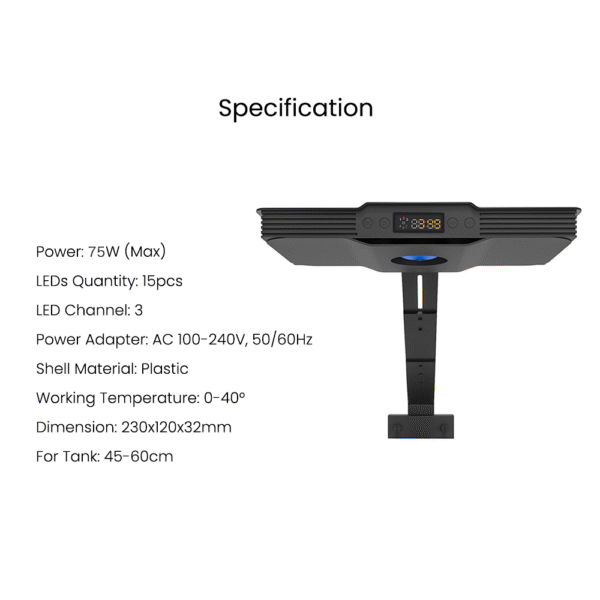 Spectra Aqua Knight V3 60W Smart Programmable  Gradual Sunrise Sunset 3 Color Channels  LED Aquarium Light for Marine Coral Reef Fish Tank - Image 7