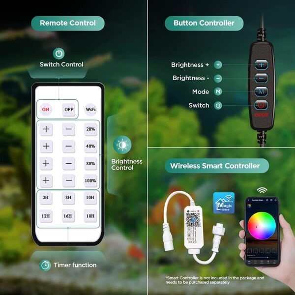Lominie Asta 20 Freshwater Planted Fish Tank 18W LED Aquarium Light with Remote Controller - Image 6