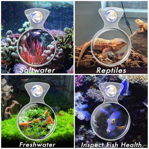 Flipper DeepSee Glass Acrylic Freshwater Saltwater Fish Tank Clear 4” and 5” Standard Max Magnified Magnetic Aquarium Viewer - Image 3