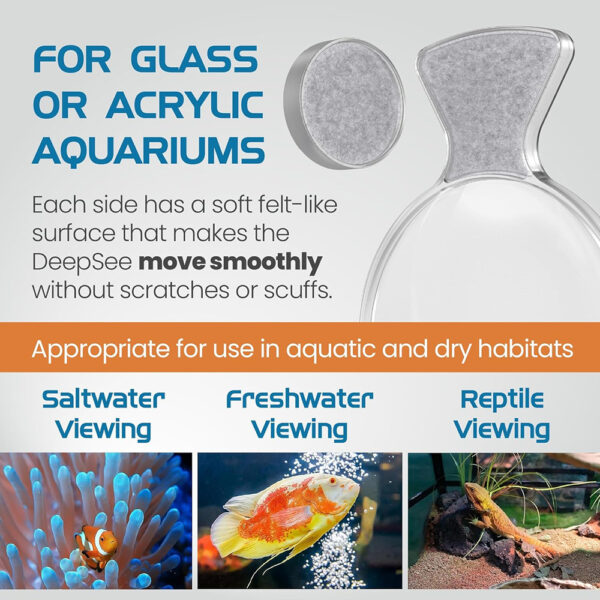 Flipper DeepSee Glass Acrylic Freshwater Saltwater Fish Tank Clear 4” and 5” Standard Max Magnified Magnetic Aquarium Viewer - Image 5