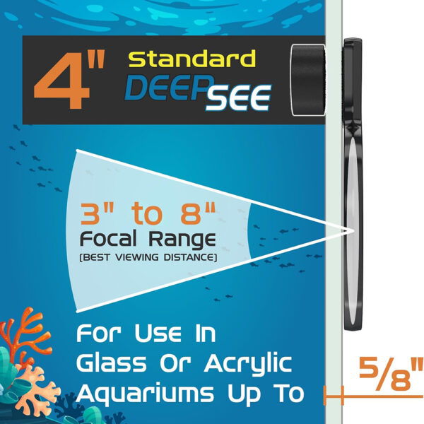 Flipper DeepSee Glass Acrylic Freshwater Saltwater Fish Tank Clear 4” and 5” Standard Max Magnified Magnetic Aquarium Viewer - Image 6