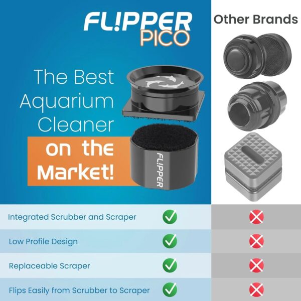 Flipper Pico Black 2 In 1 Dual Sided Aquarium Magnet Algae Cleaner Scrubber Scraper for Small Glass Fish Tanks Up to 6mm - Image 11