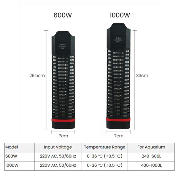 Hydlex 220V 600W 1000W Temperature Adjustable Freshwater Saltwater Fish Tank Aquarium Heater with LED Digital Display - Image 6
