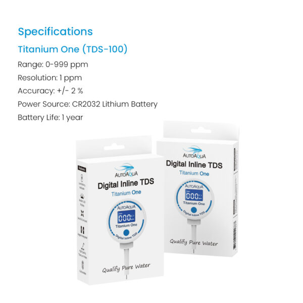 AUTOAQUA Titanium One TDS-100 Digital Inline TDS Meter Aquarium Test Monitor Qualify Pure Water - Image 12