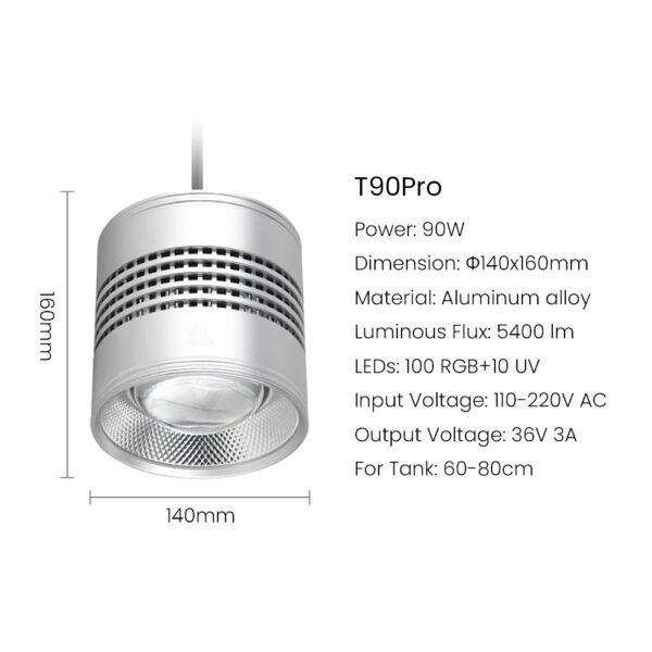 Week Aqua T90Pro 90W RGB+UV Full Spectrum Bluetooth 3.0 App Control Freshwater Planted Aquarium Fish Tank LED Light - Image 4