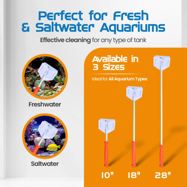 Flipper 10“/18“/28” Platinum Aquarium Hand Credit Card Algae Scraper with Acrylic Blade for Glass and Acrylic Tanks - Image 10