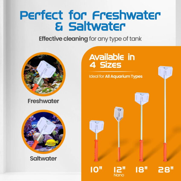 Flipper 12” Credit Card 2 in 1 Nano Platinum Aquarium Hand Algae Scrubber Scraper for Glass and Acrylic Tanks - Image 5